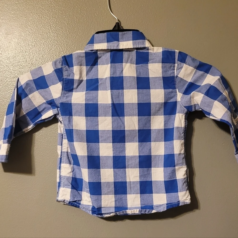 Carter's Boys Shirts 18 Months Button Up Set Of 2 Plaid Gingham Long Sleeve